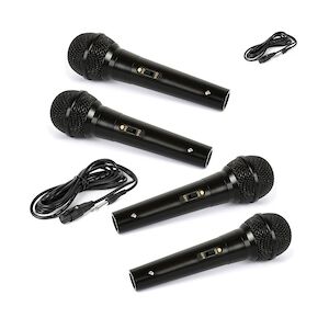 4 Microphones Chant KARAOKE Conférence, Musique Dynamique Unidirectionnel Noir/ Câble XLR-XLR 3m
