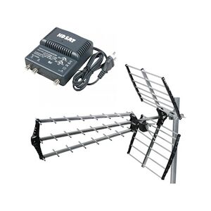 HDSAT Antenne Tnt Trinappe Gain 18db + Amplificateur Tnt 2 Sorties Usage Non Intensif Hdsat