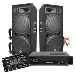 Set SONORISATION DJ CLUB LSC215 Boomers 38cm + Amplificateur Gemini 4000W avec Table de mixage Ibiza + Câblages - Publicité