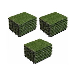 Oviala Business Lot de 24 dalles clipsables gazon artificiel vert - Oviala