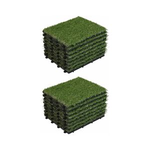 Oviala Business Lot de 16 dalles clipsables gazon artificiel vert - Oviala