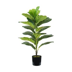 King Home Plante Ficus Lyrata en polyéthylène 21 feuilles vertes