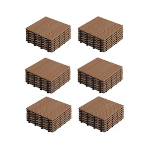 Oviala Business Lot de 48 dalles clipsables polywood marron - Oviala