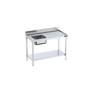 Distform Table de chef Inox avec bac à Gauche et étagère Gamme 600 Acier inoxydable2800x600 1000x600x850mm