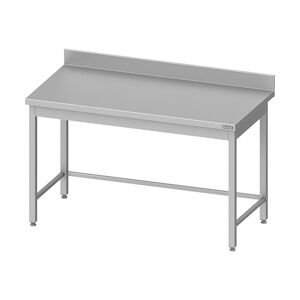 Romux® - Table adossée en acier inoxydable 600x600x850 mm Table de travail professionnelle en acier inoxydable avec dosseret de 10 cm