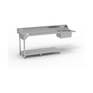 ERATOS Table De Prelavage Avec Trou Vide Dechet Avec Bac 500X400X250 Aisi-304 18/10 - 2100X750X850 - Avec Etagere - Accroche A Gauche MPD-210I