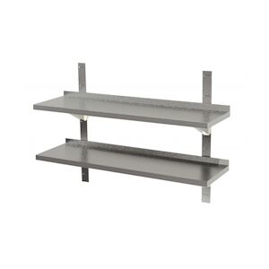 MATERIEL CHR PRO Étagère Murale Inox Double avec Crémaillères Profondeur 300 Acier inoxydable 1600x300x300x700mm