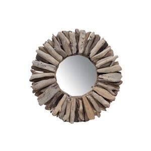 AMADEUS Miroir rond en flotté grand modèle - Marron Rond Bois Amadeus