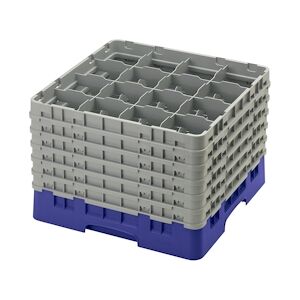 CAMBRO - 16S1214-186 - Casiers de lavage 16 comp. - 10,9 cm Ø máx. - Haut max 32,3 cm - 50 x 50 x 34,9 cm - Bleu Marine