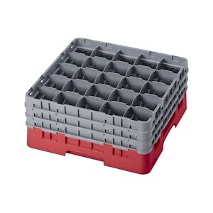 CAMBRO - 25S738-163 - Casiers de lavage 25 comp. - 8,7 cm Ø máx. - Haut max 20 cm - 50 x 50 x 22,5 cm - Rouge Rosé