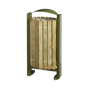 Rossignol Corbeille Exterieure Sur Pied 60L Arkea Bois Vert Olive - 56339 - Rossignol