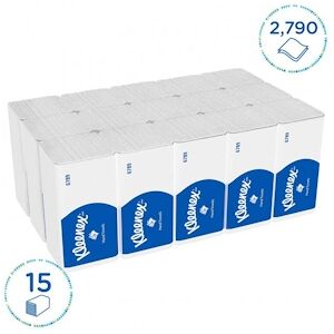 KLEENEX Colis de 15 Paquets de 186 Essuie-mains ultra doux 2 plis pliage en Z, Ft 21,5x21,5 cm Blanc - Publicité