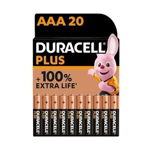 Duracell piles alcalines AAA Plus, 1.5 V LR03 MN2400, paquet de 20