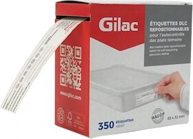 GILAC Étiquettes de traçabilité alimentaire repositionnables - boite de 350 - Blanc G902002