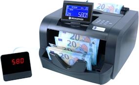 Monepass France - Compteuse de billets avec fonction valorisatrice sur liasse triée - Quintuple détection UV/MGI/MGT/IR/2D