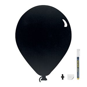 Securit® Silhouette ardoise ''Ballon'' - Feutre-craie inclus et kit velcro pour accrochage mural - 30x50cm