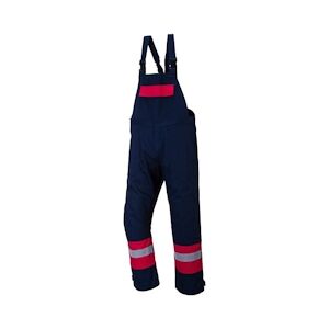 Portwest - Cotte à bretelles anti feu BIZFLAME PLUS Bleu Marine / Rouge Taille 3XLXXXL