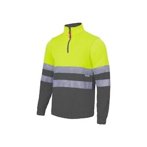 VELILLA Sweat col zippé bicolore haute visibilité VELILLA jaune gris T.M VelillaM