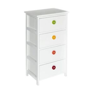 King Home Commode boutons colorés 40x29x73h cm Blanc