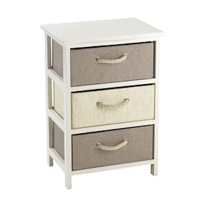 King Home Commode Poignées de cordes nautiques 40x30x60h cm Blanc et gris tourterelle