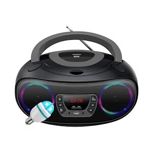 Denver Lecteur de CD Denver TCL-212BT GREY Portable Boombox. Radio FM. Bluetooth. 4W. Entrée AUX. USB MP3 - Bleu, Ampoule DIAMS LED