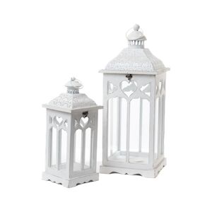 AMADEUS Set de 2 lanternes blanches jardin privé - Autre Bois Amadeus 16.5x16.5 cm