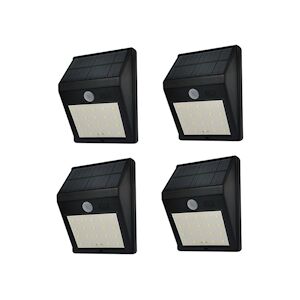 KYF (Lot de 4) Eclairage LED Solaire à Détection de mouvement Mural Noir 30lm et 160 lm