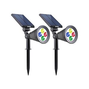 Lumijardin spots solaires projecteur 2 en 1 à piquer ou à fixer dimmable LED multicolore SPIKY C34 H42cm x2 Lumi jardin