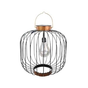 Lumijardin lanterne solaire design cage métallique ampoule micro led LED blanc chaud COCO H35cm Lumi jardin