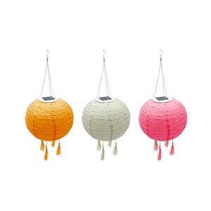 Lumijardin ampoules solaire lanterne chinoise 3 couleurs rose, crème et orange LED blanc chaud SHANGRI LA 20cm x3 Lumi Jardin