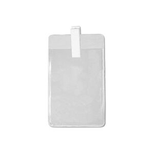 Porte-badge souple avec pince plastique - blanc - vertical (lot de 100)