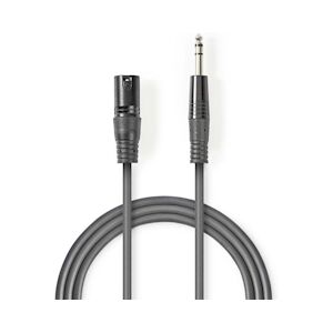 Nedis Câble Audio Xlr Symétrique Xlr Mâle à 3 Broches - 6,35 Mm Mâle 1,5 M Gris Usage Non Intensif Nedis