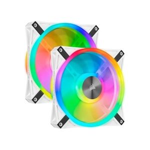 Corsair Ql140 Rgb Blanc, 140mm Rgb Led Fan, Dual Pack + Lighting Node Core Co-9050106-ww