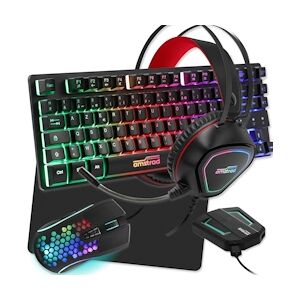 Amstrad Pack Pro AMSTRAD LEGENDS 6 pièces: Clavier, Souris, tapis, casque, convertisseur compatible PC/PS4/Xbox one/Switch/PC