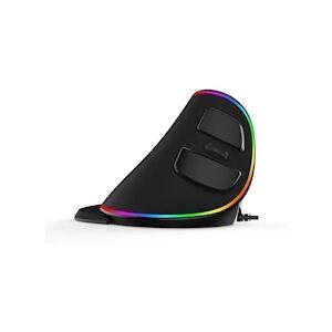 Delux Souris Verticale Ergo Noire - Sans Fil - Rgb