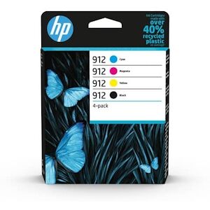 HP 912 Pack De 4 Cartouches Dencre Noire, Cyan, Jaune