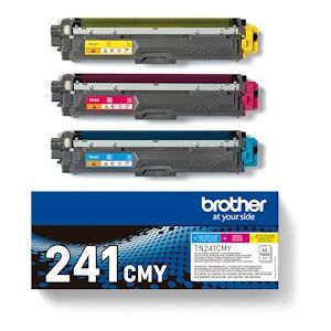 Pack Toners Tn241cmy-brother-cyan, Magenta, Jaune-3x1400 P.-dcp-9015, Dcp-9020, Hl-3140, Hl-3150, Hl-3170, Mfc-9140, Mfc-9330 Et