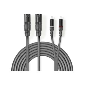 Nedis Câble Audio Xlr 2x Xlr Mâles à 3 Broches - 2x Rca Mâles 1,5 M Gris Usage Non Intensif Nedis