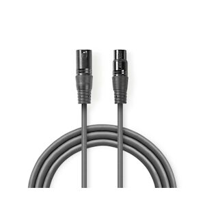 Nedis Câble Audio Xlr Symétrique Xlr Mâle à 3 Broches - Xlr Femelle à 3 Broches 5,0 M Gris Usage Non Intensif Nedis