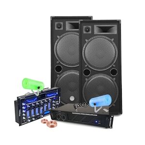 Pack Sono Ibiza Sound 7000W Total 2 Enceintes Bm Sonic, Ampli ventilé, Table Bluetooth/USB, Câbles , Mariage, Salle des fêtes DJ