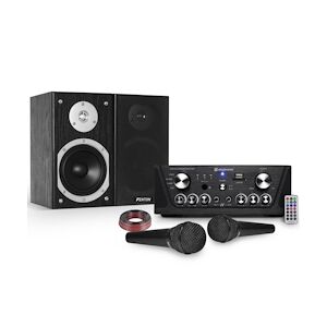 Gefroy Amplificateur Skytronic karaoké USB/SD/FM 160W + 2 Enceintes HiFi 140W + 2 Micros noir