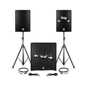 BM Sonic Pack sonorisation DJ 2400W - Subwoofer 46cm + 2 Enceintes 30cm + Pieds - BMS1812 PACK-BMS1812-N