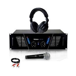 Ibiza Sound Amplificateur sono Dj 2 x 600W Max IBIZA SOUND AMP-800 + Casque Audio + MICRO et Câble RCA de liaison