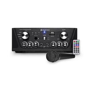 Gefroy Amplificateur Skytronic karaoké noir USB/SD/FM 160W + 1 Microphone filaire 103.134