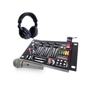 Ibiza Sound Table de mixage - Ibiza sound - 4 voies 7 entrées USB - casque - micro silver