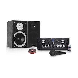 Gefroy Amplificateur Skytronic karaoké USB/SD/FM 160W + 2 Enceintes HiFi 140W + Micro noir