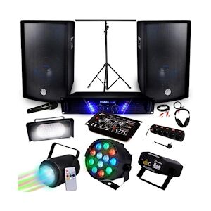 Ibiza Sound Pack Sono + Light Ampli AMP-300 + HP BMS-12 de 2x600W + Pack 4 lumières