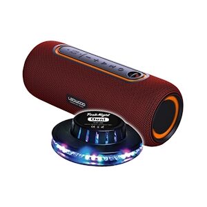 Enceinte Nomade LEDWOOD XTREM140 LD-XT140BT-RED, 100W / 10W RMS, Bluetooth 5.0, TWS - Etanche IPX5, Autono. 6H, Jeu Lumière Ovni