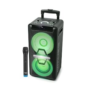 Muse Enceinte DJ - Muse M-1920DJ sur Batterie, 300W, CD, Bluetooth et Effets LED (USB, AUX, Télécommande), 1 microphone VHF sans fil