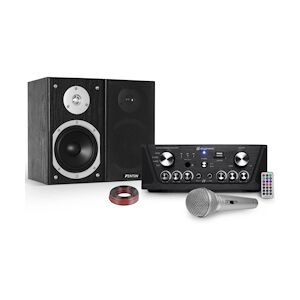 Gefroy Amplificateur Skytronic karaoké USB/SD/FM 160W + 2 Enceintes HiFi 140W + Micro silver